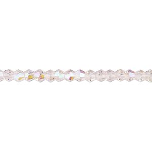 Bead 1pk transparent pink AB, Celestial Crystal® 4mm bicone 15.5-16 inch