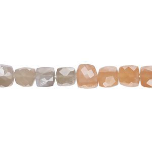 Multi-moonstone 1pkg1, hand-cut set pattern faceted cube bead natural 10 inch 6x6mm-8x7mm