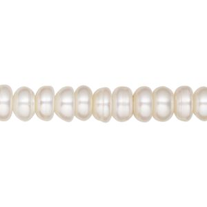 Pearl, cultured freshwater (bleached), white, 7-8mm button, C grade, Mohs hardness 2-1/2 to 4. Sold per 16-inch strand.