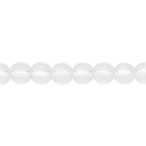 Bead, quartz crystal (natural), 6-7mm round, B grade, Mohs hardness 7. Sold per 15" to 16" strand.