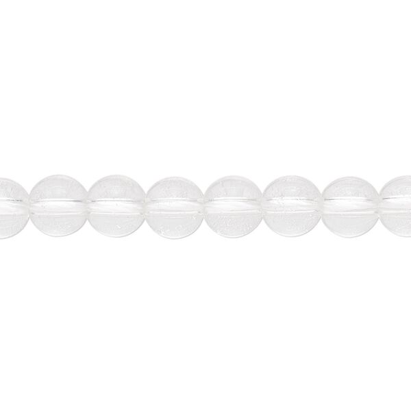 Bead, quartz crystal (natural), 6-7mm round, B grade, Mohs hardness 7. Sold per 15" to 16" strand. image number 0