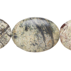 Russian serpentine 1pkg1, puffed oval bead natural, 15 inch 30x22mm