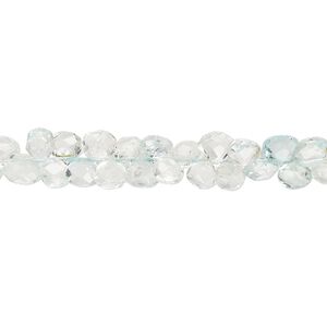 Aquamarine 1pkg1, hand-cut top-drilled faceted puffed teardrop bead light 7 inch graduated 5x4mm-7x7mm