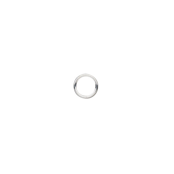 Jump ring, sterling silver, 6mm soldered round, 4.6mm inside diameter, 21 gauge. Sold per pkg of 20. image number 0