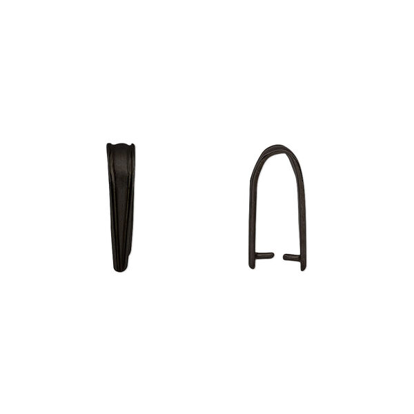 Bail, ice-pick, gunmetal-plated brass, 13.5x3mm triangle, 10mm grip length. Sold per pkg of 2. image number 0