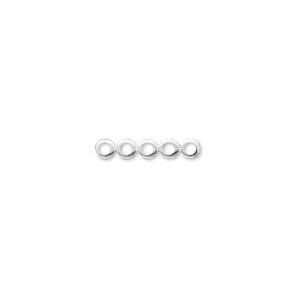 Spacer bar, silver-plated brass, 15x3mm 5-strand, fits up to 3mm bead. Sold per pkg of 100.