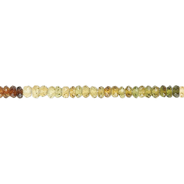 Bead, amber-green tourmaline (natural), shaded, 2x1mm-3x2mm hand-cut faceted rondelle, B grade, Mohs hardness 7 to 7-1/2. Sold per 15-1/2" to 16" strand. image number 0