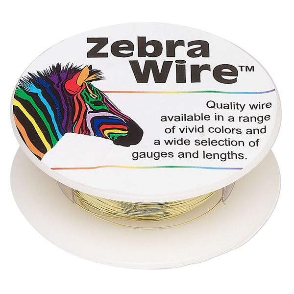 Wire, Zebra Wire™, brass, round, 28 gauge. Sold per 40-yard spool. image number 0