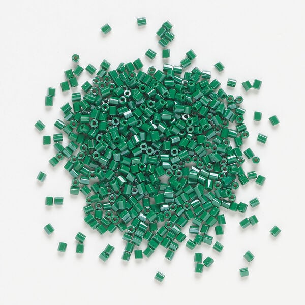 Seed bead, Dyna-Mites&trade;, glass, 1pkg40g, #11 2-cut hex, opaque luster pine green (774L 11/0 2CUT) image number 1