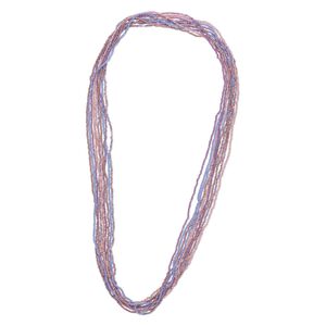 Necklace mix, glass seed beads, opaque pink and purple tones with AB finish. Sold per pkg of ten 36-inch continuous loops.