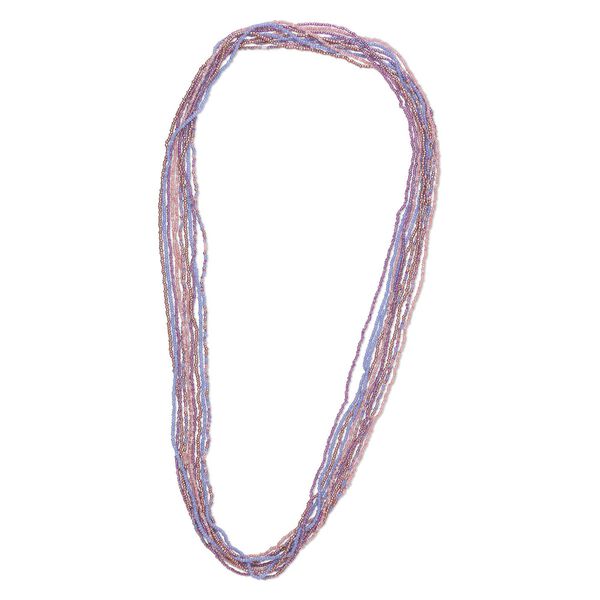 Necklace mix, glass seed beads, opaque pink and purple tones with AB finish. Sold per pkg of ten 36-inch continuous loops. image number 0