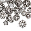 Bead cap mix, antiqued sterling silver, 6x3mm-16x8mm mixed shape. Sold per 50-gram pkg, approximately 50-55 bead caps. image number 1