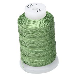 Thread, Purely Silk™, bright green, size FF. Sold per 115-yard spool.