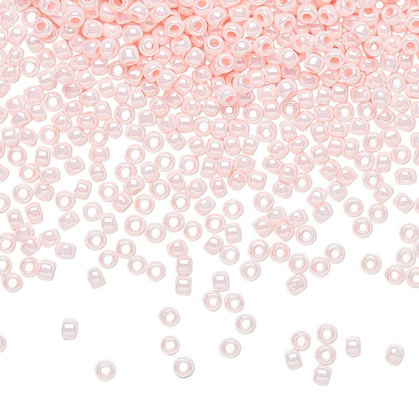 Seed bead, TOHO BEADS®, glass, pkg/7.5g, #11 round, opaque luster baby pink (TR-11-126). image number 0