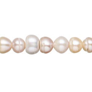 Pearl, cultured freshwater (natural), mauve and peach, 7.5x4mm-9x5mm button, C- grade, Mohs hardness 2-1/2 to 4. Sold per 8-inch strand, approximately 35-41 beads.