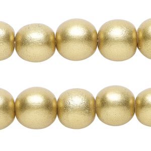 Taiwanese cheesewood 1pkg2, hand-cut painted round bead 15.5-16 inch metallic yellow gold 12mm