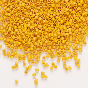 Seed bead, Delica&reg;, glass, pkg/7.5g, #11 round, opaque matte glazed banana (DB-2285).