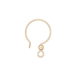 Ear wire, 14Kt gold-filled, 22mm French hook with 3mm ball and open loop, 20 gauge. Sold per pkg of 25 pairs.