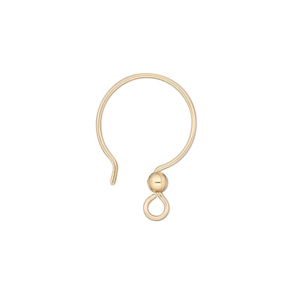 Ear wire, 14Kt gold-filled, 22mm French hook with 3mm ball and open loop, 20 gauge. Sold per pkg of 25 pairs. image number 0