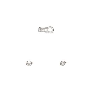 Crimp end, sterling silver, 4x2.5mm tube with loop, 1mm inside diameter. Sold per pkg of 50.