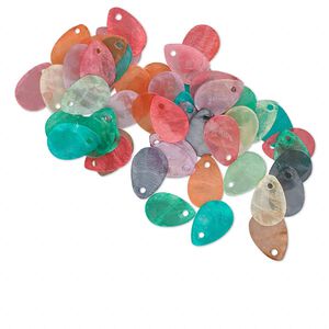 Drop mix, Capiz shell (coated), mixed colors, 15x10mm teardrop. Sold per pkg of 100.