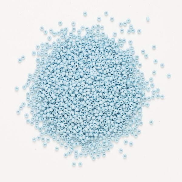 Seed bead, Preciosa Ornela Czech glass, 1pkg500g, 2.8-3.2mm rocaille, opaque matte terra dyed silent blue chalkwhite (06431) image number 1