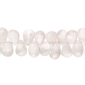 Rose quartz 1pkg1, hand-cut top-drilled faceted puffed teardrop bead natural 8 inch 7x5mm-11x6mm