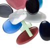 Focal mix, cat's eye glass (fiber optic glass), mixed colors, 30x23mm-46x44mm mixed shape. Sold per pkg of 10. image number 0