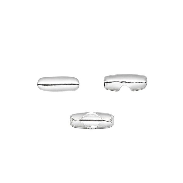 Ball chain connector, silver-plated brass, 10x4mm, fits 3.2mm ball chain. Sold per pkg of 100. image number 0