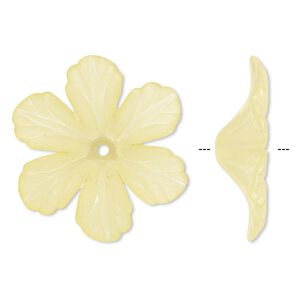 Component, acrylic, frosted yellow, 32x9mm flower. Sold per pkg of 25.