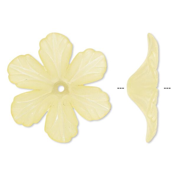 Component, acrylic, frosted yellow, 32x9mm flower. Sold per pkg of 25. image number 0
