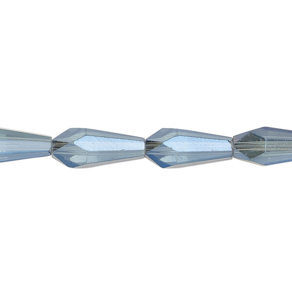 Bead, glass, crystal blue shade, 14x6mm faceted teardrop. Sold per 15-1/2 to 16-inch strand. image number 0