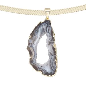 Druzy agate / copper / brass 1pkg1, hand-cut gold-plated slice pendant natural 30x24mm-45x26mm
