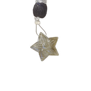 Labradorite 1pkg1, hand-cut 2sided carved star bead natural, 15mm