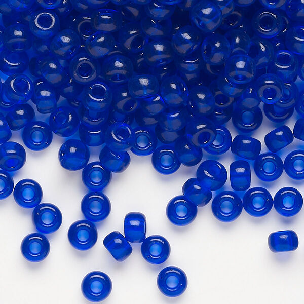 Seed bead, Miyuki, glass, pkg/250g, #6 rocaille, transparent cobalt (RR-151). image number 0