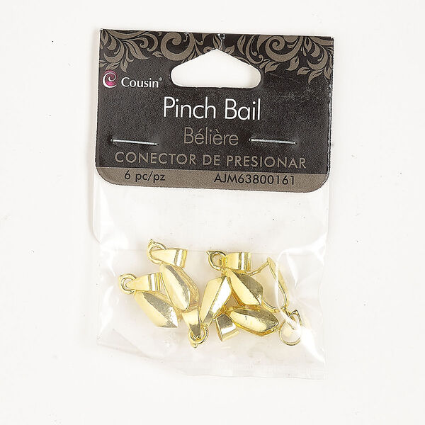 Bail, ice-pick, gold-finished brass, 11x5mm with 7.5mm grip length. Sold per pkg of 6. image number 0