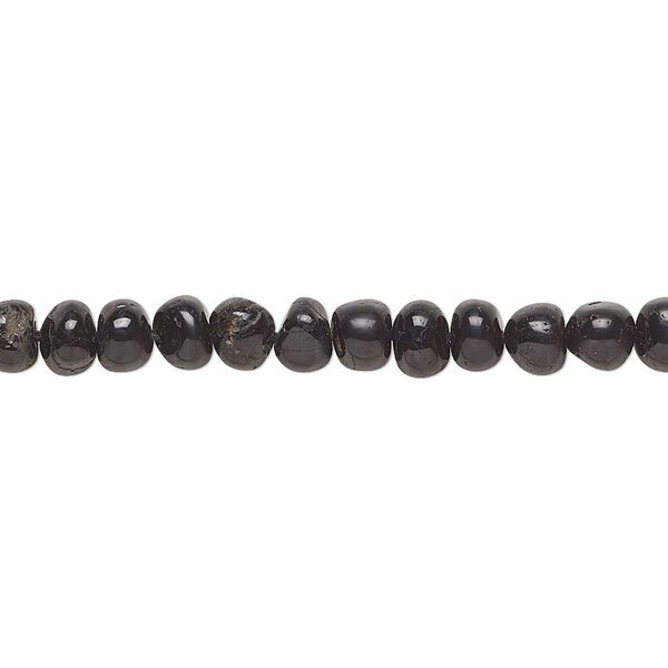 Bead, black tourmaline (natural), small hand-cut pebble, Mohs hardness 7 to 7-1/2. Sold per 14-inch strand, approximately 95 beads. image number 0