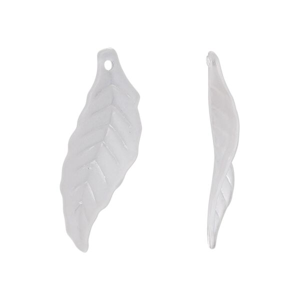 Focal, acrylic, frosted clear, 30x10mm leaf with 0.5mm hole. Sold per pkg of 100. image number 0