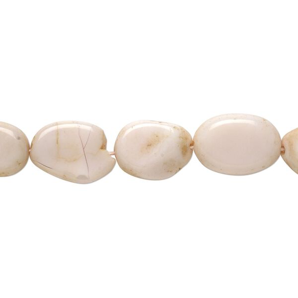 Pink opal 1pkg1, hand-cut flat oval bead natural 13 inch 10x8mm-15x10mm image number 0