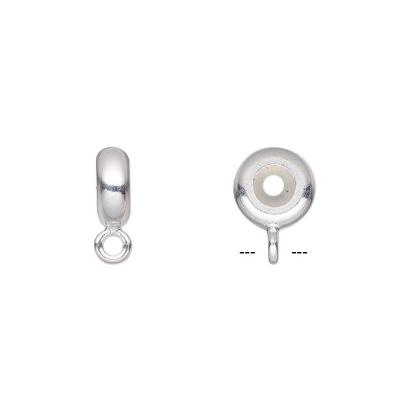 Bead keeper, silicone and silver-plated brass, 9x3.5mm rondelle with closed loop. Sold per pkg of 4. image number 0