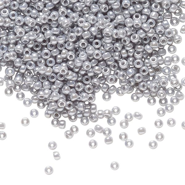 Seed bead, Miyuki, glass, pkg/250g, #11 rocaille, opaque luster ghost grey, (RR-443). image number 0