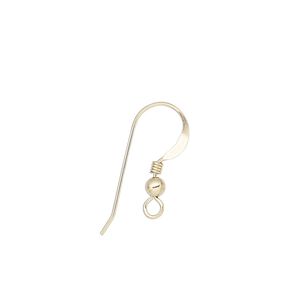Ear wire fishhook 1pkg4 14Kt gold-filled, 17mm flat / 3mm ball / 2mm coil / open loop, 22 gauge 2 pair