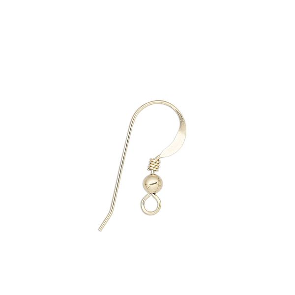 Ear wire fishhook 1pkg4 14Kt gold-filled, 17mm flat / 3mm ball / 2mm coil / open loop, 22 gauge 2 pair image number 0
