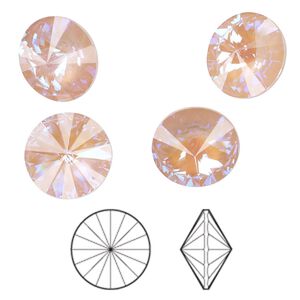 Chaton 4pk crystal dusty pink DeLite, Crystal Passions® 14mm rivoli 1122