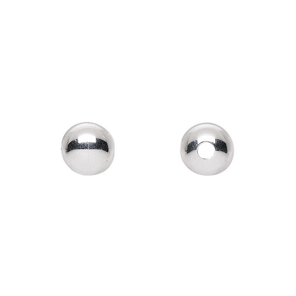 Bead, sterling silver, 8mm seamless round. Sold per pkg of 10. image number 0