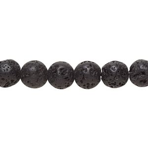 Black lava 1pkg10, round bead 8mm