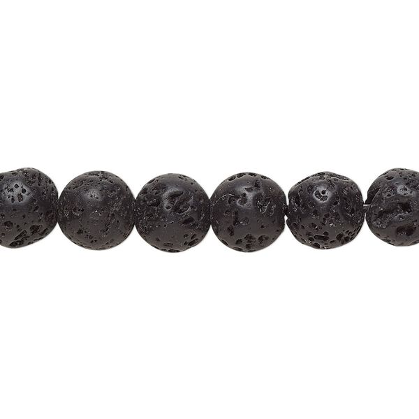 Black lava 1pkg10, round bead 8mm image number 0