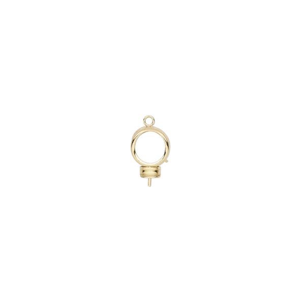 Drop, Bezelite, 14Kt gold-filled, 9mm round with open back and 2.5mm peg with 8mm 4-prong round setting. Sold individually. image number 0