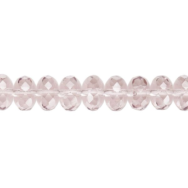 Bead, Czech fire-polished glass, transparent lavender, 9x5mm faceted rondelle. Sold per 15-1/2" to 16" strand. image number 0