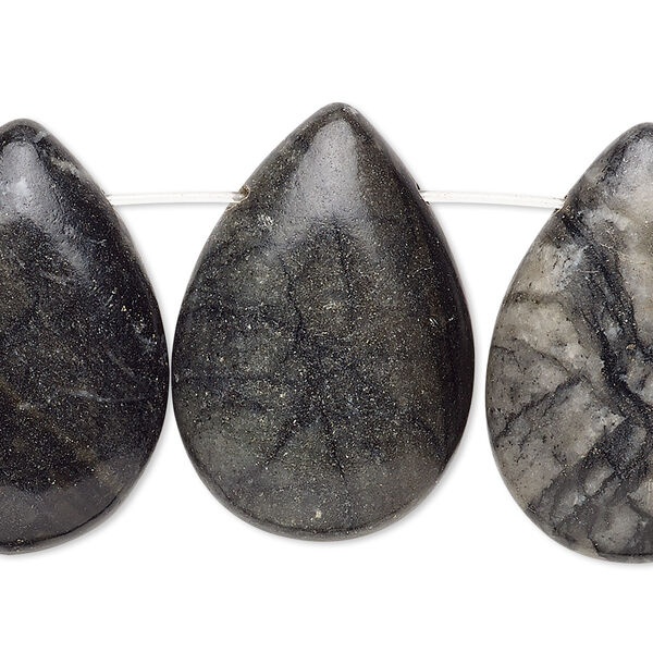 Focal, Picasso marble (natural), 28x19mm-31x21mm flat teardrop with flat back, B- grade, Mohs hardness 3. Sold per pkg of 4. image number 0